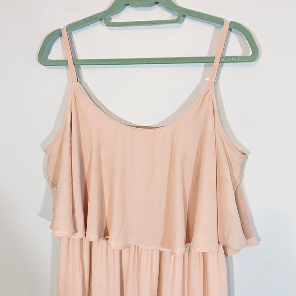 Show Me Your Mumu Caitlin Ruffle Maxi Dress Dusty Blush Crisp Light Pink Sz XXL - Picture 3 of 12